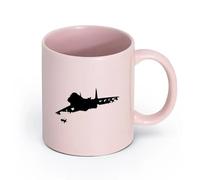 LAYEHDF Ceramics Ceramic Cups with Handles Fighter Aircraft Military Aviation War （11oz/320ml） Great for Home, Office, Cafes, Gift Ideas Pink