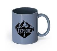 LAYEHDF Ceramics Ceramic Cups with Handles Mountains Explore Camping Travel Discover （11oz/320ml） Ideal for Home & Office Use Blue-Gray