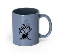 LAYEHDF Ceramics Ceramic Cups with Handles Music Theme Singer Sings a Song Studio （11oz/320ml） Great for Home, Office, Cafes, Gift Ideas Blue-Gray