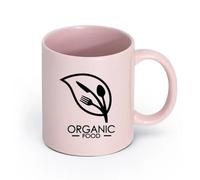 LAYEHDF Ceramics Ceramic Cups with Handles Organic Food Logo Fork Spoon Knife （11oz/320ml） Ceramic Coffee Mug for Cappuccino Tea, Milk, Pink