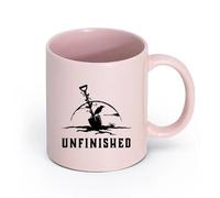 LAYEHDF Ceramics Ceramic Cups with Handles Unfinished Cemetery Grave Dead Man Raven （11oz/320ml） Dishwasher and Microwave Safe Pink