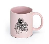 LAYEHDF Ceramics Ceramic Cups with Handles Vintage Airship with Words Home （11oz/320ml） Humorous Gift for Coffee Lovers, Work Besties, Coworkers & Friends Pink