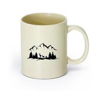 LAYEHDF Ceramics Ceramic Drinkware for Home Animals Deer Wilderness Mountains Forest （11oz/320ml） for Tea, Hot Chocolate Light Yellow