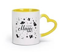 LAYEHDF Ceramics Ceramic Drinkware for Home Country Music Notes Hat Cactus Boot （11oz/320ml） Great for Home, Office, Cafes, Gift Ideas Yellow