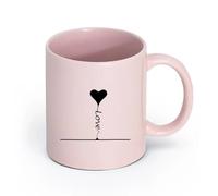 LAYEHDF Ceramics Ceramic Drinkware for Home Love Word Heart Romance Lettering （11oz/320ml） Dishwasher Microwave Safe,for Office and Home Pink