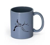 LAYEHDF Ceramics Ceramic Drinkware for Home Paradise Bird Gorgeous Fairy Tail Tree （11oz/320ml） for Tea Coffee Milk Cappuccino Blue-Gray