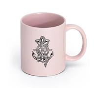LAYEHDF Ceramics Ceramic Drinkware for Home Sea Ships Anchor Nautical Steering Wheel （11oz/320ml） Ideal for Home & Office Use Pink