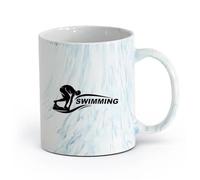 LAYEHDF Ceramics Ceramic Drinkware for Home Swimmer Word Swimming Pool Water （11oz/320ml） Humorous Gift for Coffee Lovers, Work Besties, Coworkers & Friends Marble Blue