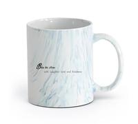 LAYEHDF Ceramics Ceramic Mug Cup Bless This Home Religious Quote Letters Saying （11oz/320ml） Stylish & Durable - Microwave & Dishwasher Safe Marble Blue
