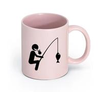 LAYEHDF Ceramics Ceramic Mug Cup Cheerful Happy Fisherman Be Caught a Fish （11oz/320ml） Humorous Gift for Coffee Lovers, Work Besties, Coworkers & Friends Pink