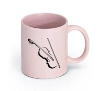 LAYEHDF Ceramics Ceramic Mug Cup Classical Music Violin Musical Instrument （11oz/320ml） Humorous Gift for Coffee Lovers, Work Besties, Coworkers & Friends Pink