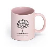 LAYEHDF Ceramics Ceramic Mug Cup Family Family Genealogical Tree with Frames Photos （11oz/320ml） for Tea Coffee Hot Brew Pink