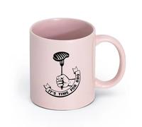 LAYEHDF Ceramics Ceramic Mug Cup Letter It's Time BBQ Steak House Barbecue Catering （11oz/320ml） for Tea, Hot Chocolate Pink