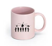 LAYEHDF Ceramics Ceramic Mug Cup Military Aviation Helicopter Fighter War Army （11oz/320ml） Office, Home, Café, Dishwasher & Microwave Safe Pink