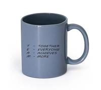 LAYEHDF Ceramics Ceramic Mug Cup Motivation Quote Words Team Together Everyone Achieves More Inspiring Letters in （11oz/320ml） Restaurant, Office Blue-Gray