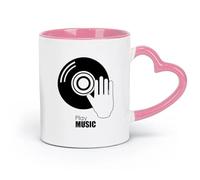LAYEHDF Ceramics Ceramic Mug Cup Musical Plate Vintage Retro DJ Melody Music Play （11oz/320ml） Ceramic Coffee Mugs for Home or Work Pink
