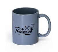 LAYEHDF Ceramics Ceramic Mug Cup Restaurant Chef Kitchen Tasty Food Cafe bar menu （11oz/320ml） Gift for Men or Women Blue-Gray