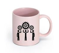 LAYEHDF Ceramics Ceramic Mug Cup Teamwork Business People Work Thinking Thought Wheel （11oz/320ml） for Milk Tea Cola Water Pink