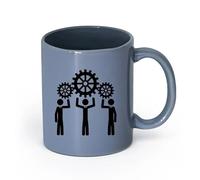 LAYEHDF Ceramics Ceramic Mug Cup Teamwork Business People Work Thinking Thought Wheel （11oz/320ml） for Milk Tea Cola Water Blue-Gray