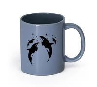 LAYEHDF Ceramics Ceramic Mug Gift Box Latte Mug with Handle Killer Whale Sea Ocean Style （11oz/320ml） Dishwasher Safe Blue-Gray