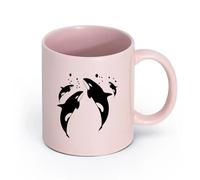 LAYEHDF Ceramics Ceramic Mug Gift Box Latte Mug with Handle Killer Whale Sea Ocean Style （11oz/320ml） Dishwasher Safe Pink