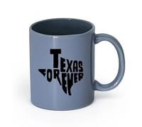 LAYEHDF Ceramics Ceramic Mug Gift Box Latte Mug with Handle Texas Forever Lettering Words （11oz/320ml） for Office, Home Blue-Gray