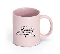 LAYEHDF Ceramics Ceramic Tea Cup Family is Everything Inspirational Phrase Love （11oz/320ml） Great for Home, Office, Cafes, Gift Ideas Pink