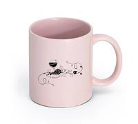LAYEHDF Ceramics Ceramic Tea Cup Glass of Wine Vine Grape Kitchen Bar Home （11oz/320ml） Coffee, Tea, Latte, Milk, Cocoa, Juice and Other Hot Drinks Pink