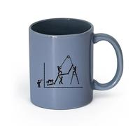 LAYEHDF Ceramics Ceramic Tea Cup Graphic Office Worker Style Business Leader Teamwork （11oz/320ml） for Tea Coffee Hot Brew Blue-Gray