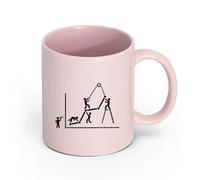 LAYEHDF Ceramics Ceramic Tea Cup Graphic Office Worker Style Business Leader Teamwork （11oz/320ml） for Tea Coffee Hot Brew Pink