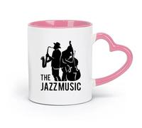 LAYEHDF Ceramics Ceramic Tea Cup Music Jazz Night Saxophone Player Silhouette （11oz/320ml） Coffee, Tea, Latte, Milk, Cocoa, Juice and Other Hot Drinks Pink