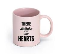 LAYEHDF Ceramics Ceramic Tea Cup Quotes Words Inspire There is Thunder Our Hearts （11oz/320ml） and Mulled Drinks, Espresso Pink