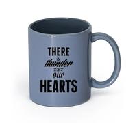 LAYEHDF Ceramics Ceramic Tea Cup Quotes Words Inspire There is Thunder Our Hearts （11oz/320ml） and Mulled Drinks, Espresso Blue-Gray