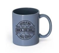 LAYEHDF Ceramics Ceramic Tea Cup Words Rock&Roll Will Live Forever Legends Music （11oz/320ml） Office, Home, Café, Dishwasher & Microwave Safe Blue-Gray