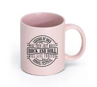 LAYEHDF Ceramics Ceramic Tea Cup Words Rock&Roll Will Live Forever Legends Music （11oz/320ml） Office, Home, Café, Dishwasher & Microwave Safe Pink