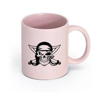 LAYEHDF Ceramics Coffee and Tea Cups Pirate Swords Skull and Bones Marine Bandit （11oz/320ml） Cappuccino, Latte Macchiato, Tea, Espresso Pink