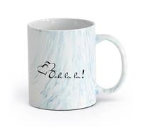 LAYEHDF Ceramics Coffee and Tea Cups Romantic Quote Words Ooh La La Inspiring Letters （11oz/320ml） for Tea Coffee Milk Cappuccino Marble Blue