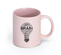 LAYEHDF Ceramics Coffee Cup Brain Lightbulb Success Words Office School Classroom （11oz/320ml） Dishwasher Microwave Safe,for Office and Home Pink