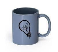 LAYEHDF Ceramics Coffee Cup Light Bulb Natural Sprout Earth Ecology Style Environmental （11oz/320ml） for Office, Home Blue-Gray