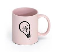 LAYEHDF Ceramics Coffee Cup Light Bulb Natural Sprout Earth Ecology Style Environmental （11oz/320ml） for Office, Home Pink