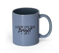LAYEHDF Ceramics Coffee Cup Look On The Bright Side Inspiration Words （11oz/320ml） Coffee, Tea, Latte, Milk, Cocoa, Juice and Other Hot Drinks Blue-Gray