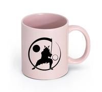 LAYEHDF Ceramics Coffee Cup Ronin Asian Warrior Silhouette Samurai Flying Catana （11oz/320ml） Dishwasher Microwave Safe,for Office and Home Pink
