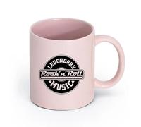 LAYEHDF Ceramics Coffee Cup Words Rock&Roll Musician Legendary Rock Music （11oz/320ml） Humorous Gift for Coffee Lovers, Work Besties, Coworkers & Friends Pink