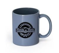 LAYEHDF Ceramics Coffee Cup Words Rock&Roll Musician Legendary Rock Music （11oz/320ml） Humorous Gift for Coffee Lovers, Work Besties, Coworkers & Friends Blue-Gray