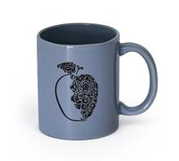 LAYEHDF Ceramics Coffee Cups with Handle Big Beautiful Tasty Juicy Apple Flavored （11oz/320ml） Gift for Men or Women Blue-Gray