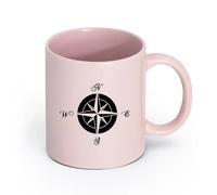 LAYEHDF Ceramics Coffee Cups with Handle Compass Earth Water Tourism Wind Rose （11oz/320ml） Stylish & Durable - Microwave & Dishwasher Safe Pink