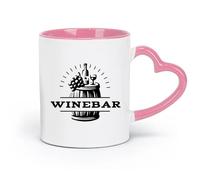 LAYEHDF Ceramics Coffee Cups with Handle Grape Bar Restaurant Barrel Wine Kitchen （11oz/320ml） Cappuccino, Latte Macchiato, Tea, Espresso Pink