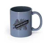 LAYEHDF Ceramics Coffee Cups with Handle Human Resources HR Agency Department Idea （11oz/320ml） and Mulled Drinks, Espresso Blue-Gray