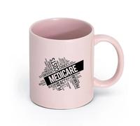 LAYEHDF Ceramics Coffee Cups with Handle Medicare Emergency Medicine Doctor Health （11oz/320ml） Dishwasher and Microwave Safe Pink