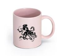 LAYEHDF Ceramics Coffee Cups with Handle Octopus Pirate Tentacles Nautical Kids （11oz/320ml） Ceramic Coffee Mug for Cappuccino Tea, Milk, Pink